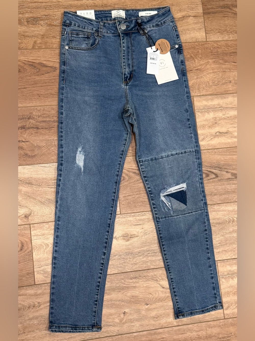 Cotton On 90’s High Rise Blue Distressed Skinny Jeans